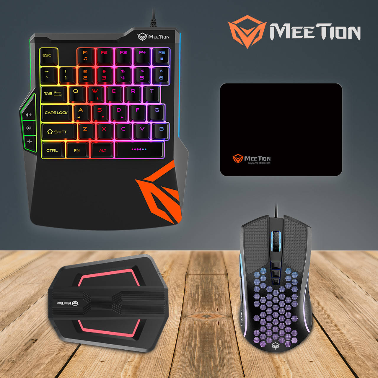 

Игровой набор 4 в 1 Meetion 4in1MT-C0015В геймерский набор клавиатура и мышь для консоли PS4 PS3 Xbox, Черный