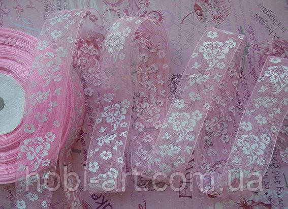 

Стрічка органза 25 мм з візернуком № 16 (блідно-рожева)