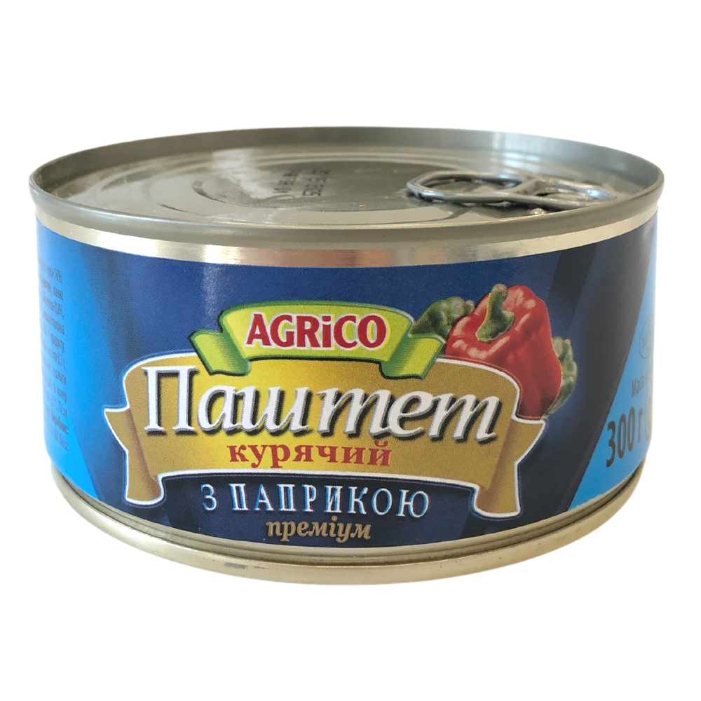 

Паштет из курятины с паприкой Agrico жестяная банка, 300 г, 18 шт/ящ