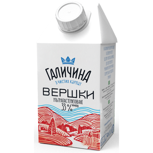 

Сливки ТМ Галичина ультрапастеризованные 33% 500 г
