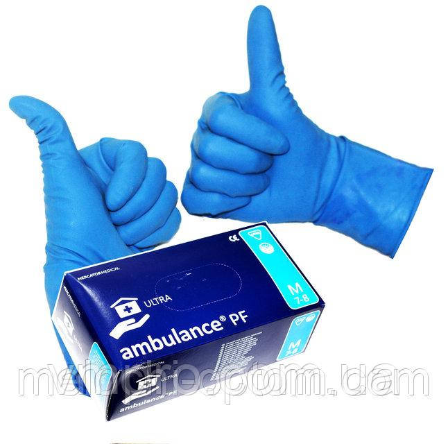 Рукавички медичні "Ambulance", розмір M, нестерильні, діагностичні, оглядові, латексні рукавички