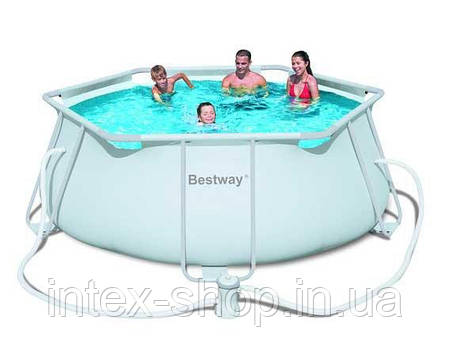 Каркасний шестикутний басейн Bestway 56245, розмір 356 см х 102 см, фото 2