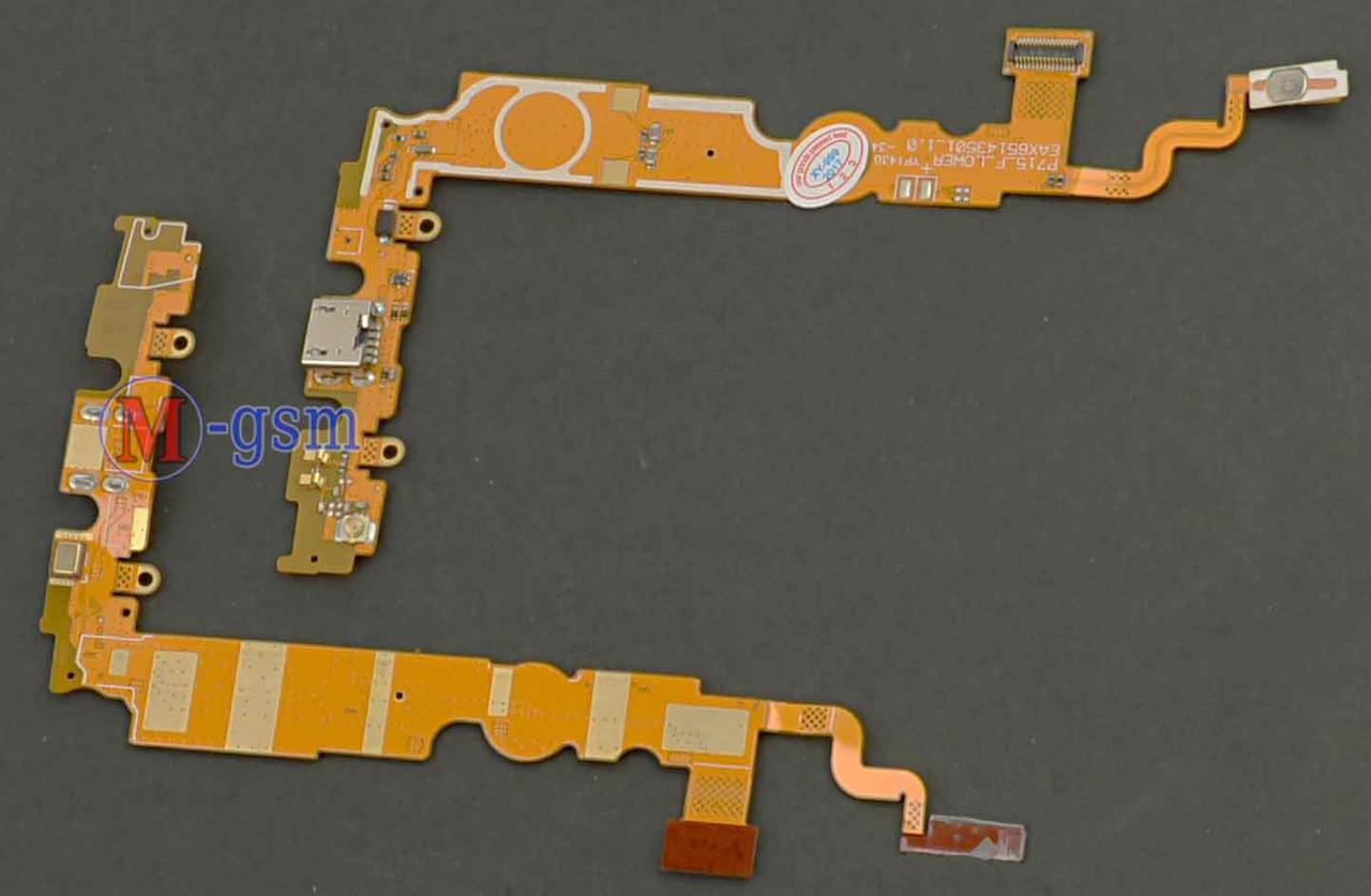 Шлейф LG P715 Optimus L7 II з конектором заряджання, мікрофоном і кнопкою увімкнення