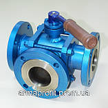 Кран нержавіючий кульовий триходовий фланцевий L/T-порт сталь 12Х18Н10Т Ду200 Ру40, фото 5