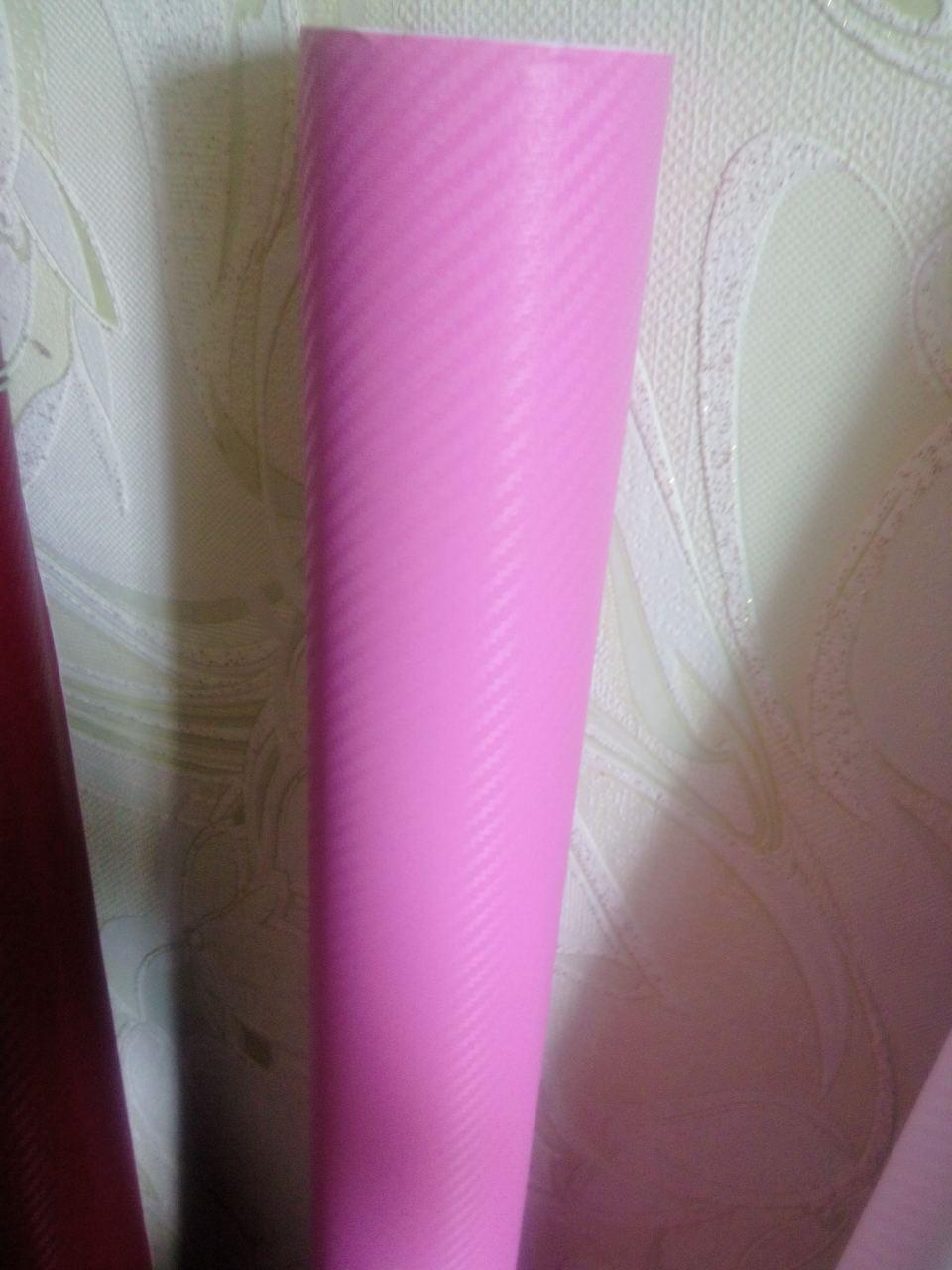 Карбонові плівки, різні кольори 3D, 127*30 см Плівка під карбон для декору рожева, фото 1