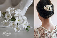 Свадебная заколка для невесты с цветами "Белые стефанотисы"