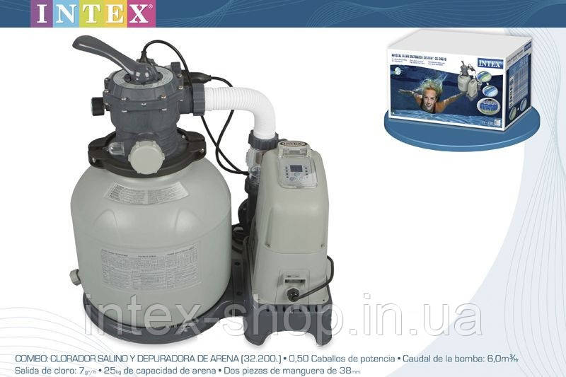 Пісочний фільтрувальний насос 6 м3/год з хлорогенератором Intex 28678/28676 (56678)