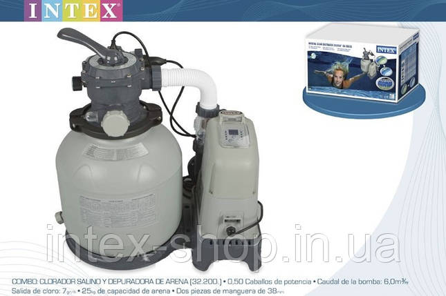 Пісочний фільтрувальний насос 6 м3/год з хлорогенератором Intex 28678/28676 (56678), фото 2