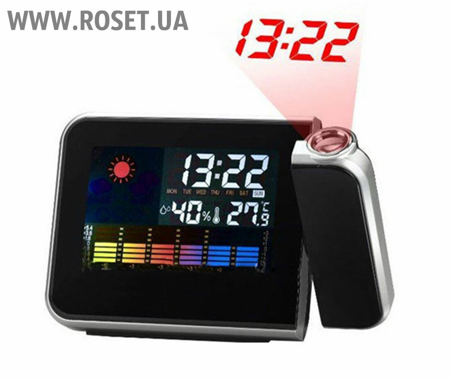 Годинник-проектор з домашньої метеостанцією Color Screen Calendar 8190