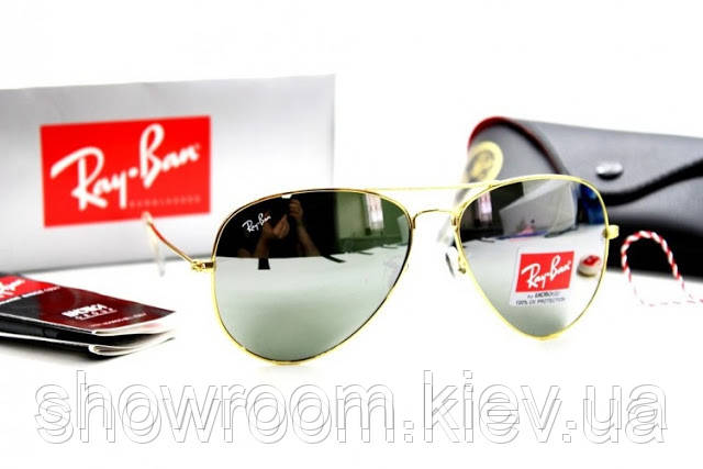 Жіночі сонцезахисні окуляри в стилі RAY BAN aviator (золота оправа) (2907)