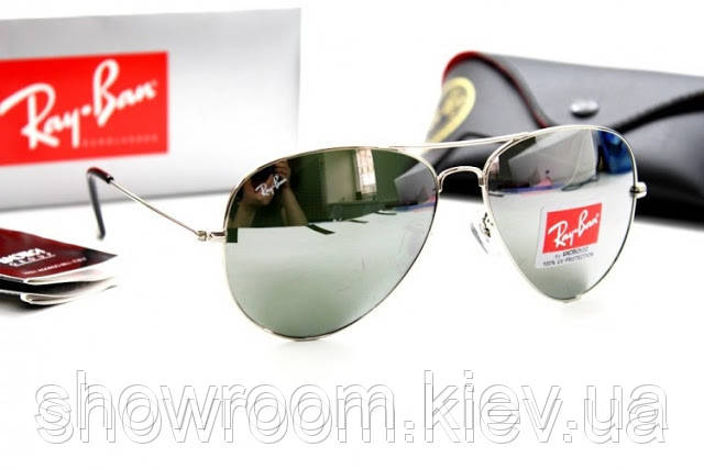 Жіночі сонцезахисні окуляри Ray Ban aviator mirror silver 3025 (2906)