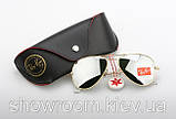 Чоловічі сонцезахисні окуляри в стилі RAY BAN aviator (золота оправа) (2907), фото 4