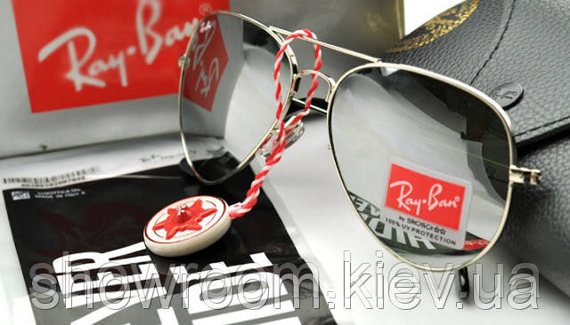 Чоловічі сонцезахисні окуляри Ray ban aviator mirror silver