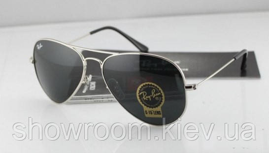 Чоловічі сонцезахисні окуляри в стилі RAY BAN aviator (срібна оправа)