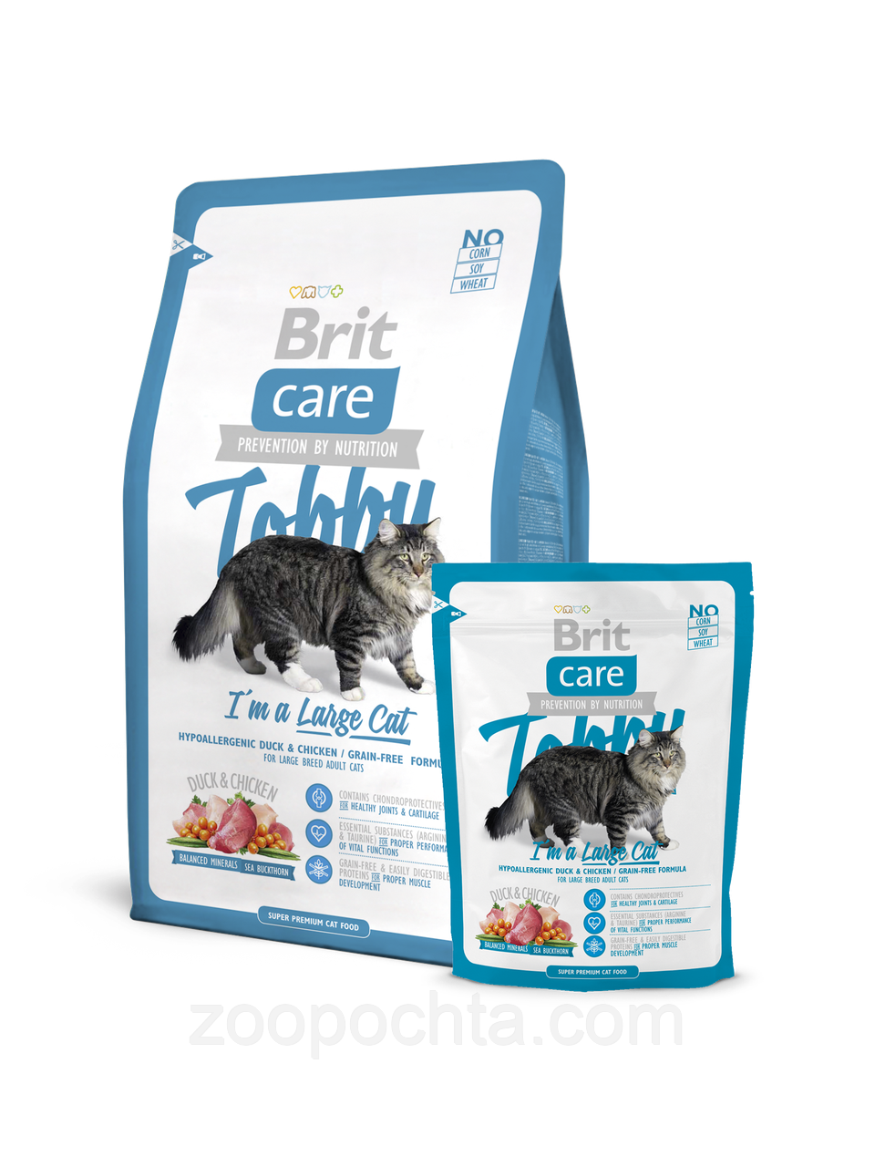Сухий корм Brit Care TOBBY для котів великих порід, з куркою та качкою 0,4КГ