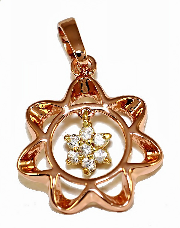 Кулон ХР. Позолота ЧВ. Камені: білий циркон. Довжина: 2,2 см. Ширина: 15 мм.