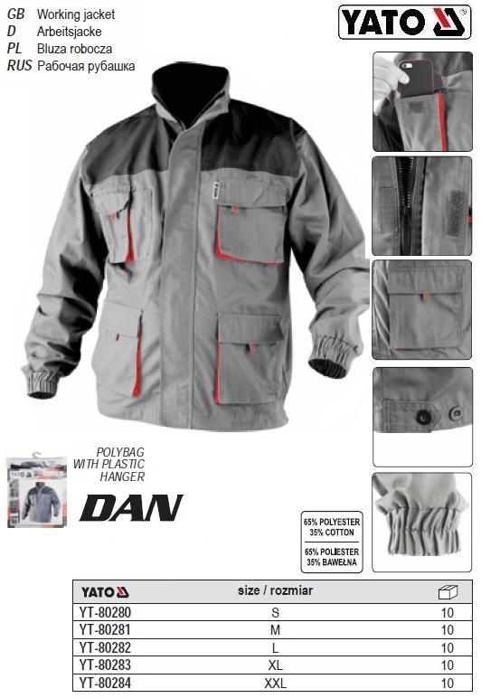 Куртка робоча легка DAN розмір S 65%/35% поліестер/бавовна YATO-80280