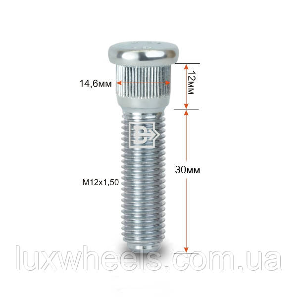 Шпилька забивна CRP146A30 M12X1,50 довжина різання.частинки 30 мм Цинк, фото 1