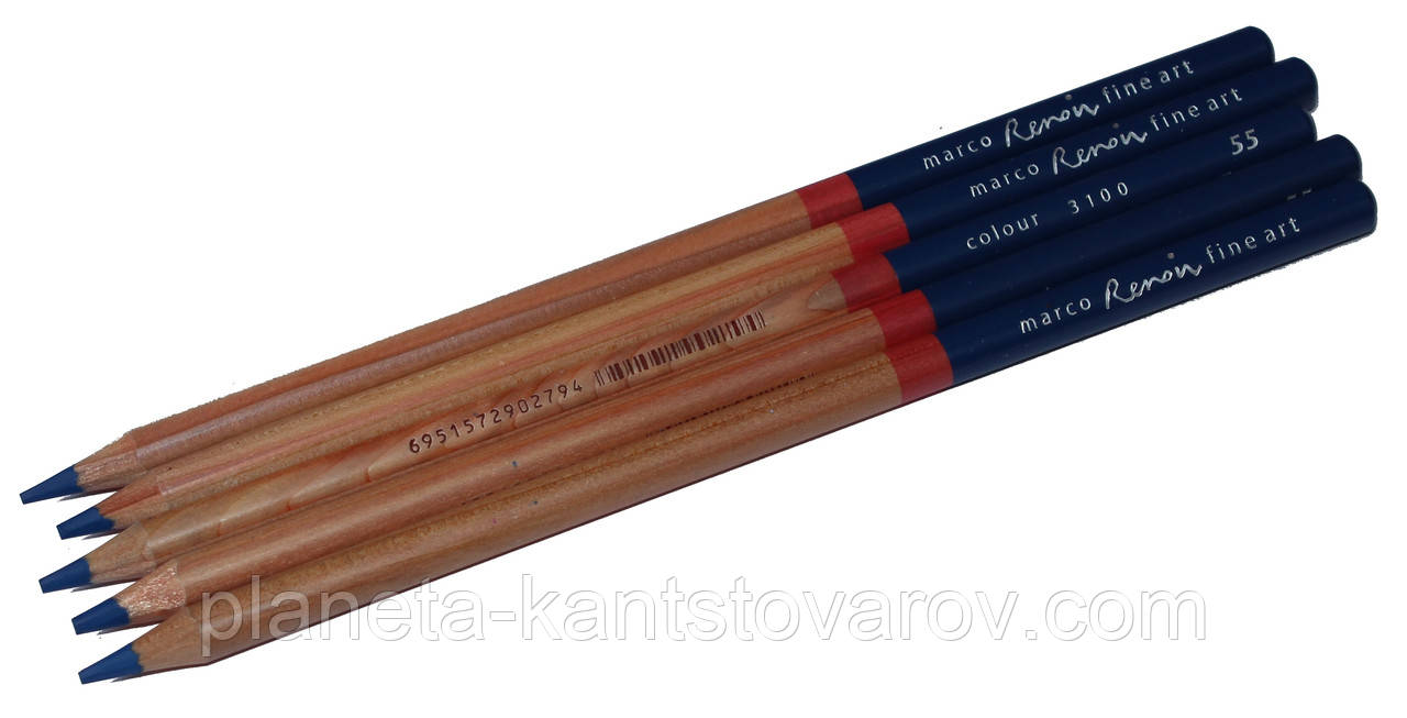Олівець круглий Marco аквар. ( 55 ) Blue / кедр, Fine Art aqua