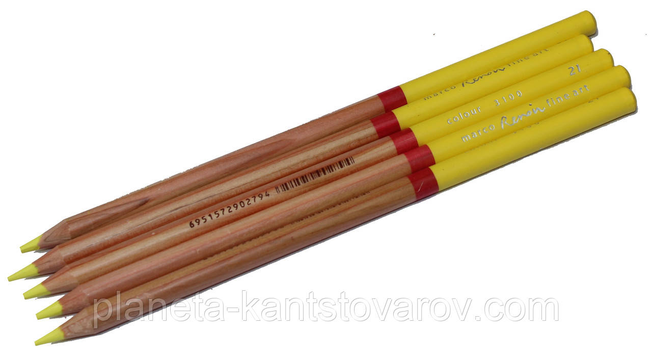 Олівець круглий Marco аквар. ( 21 ) Lemon Yellow / кедр, Fine Art aqua