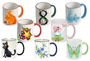 Чашка з Вашим дизайном Two Tone Mug, з кольоровою ручкою і каймою