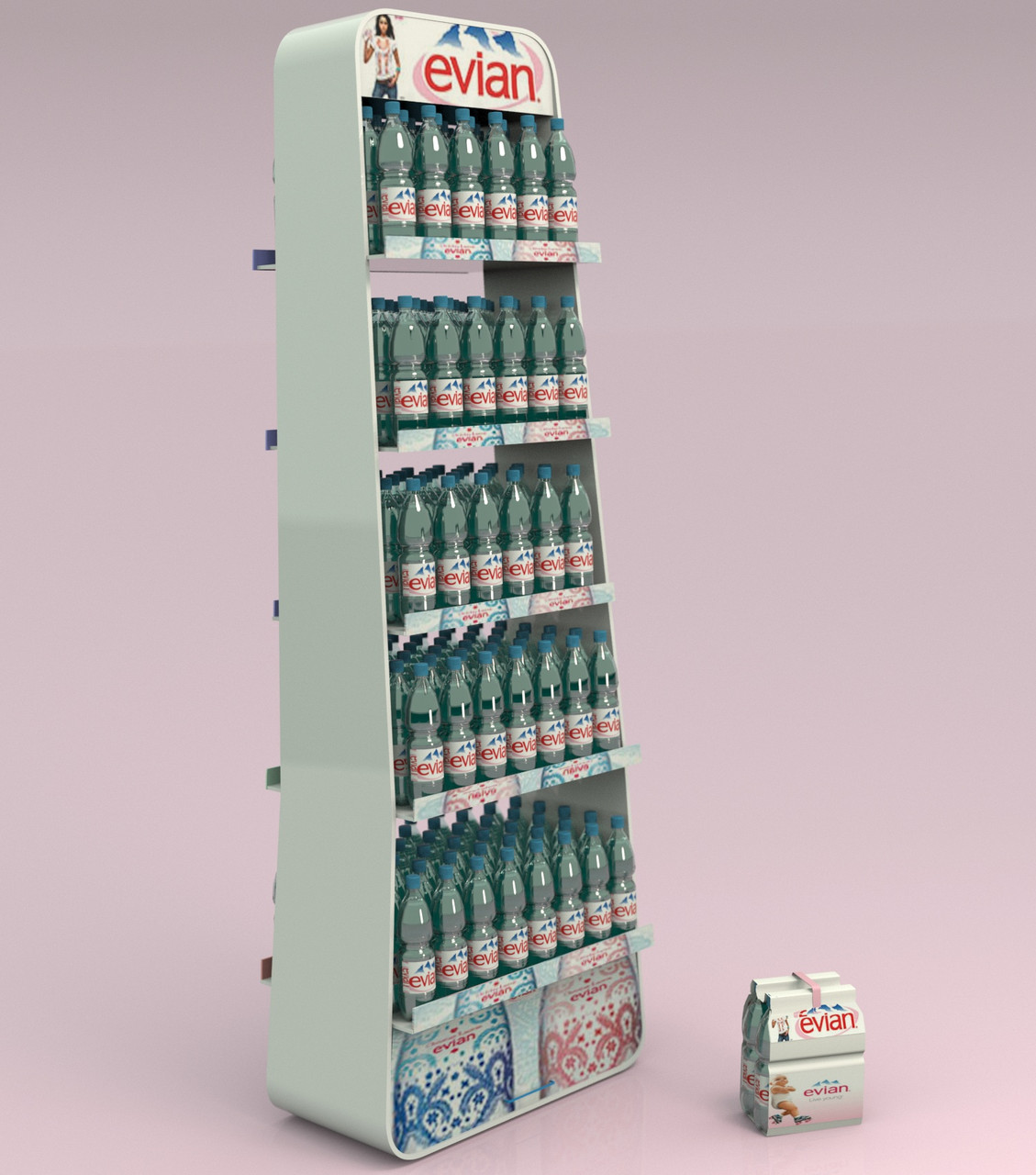 Підлогова торговельна POS-стійка EVIAN, 5 ярусів, під замовлення, опт, фото 1