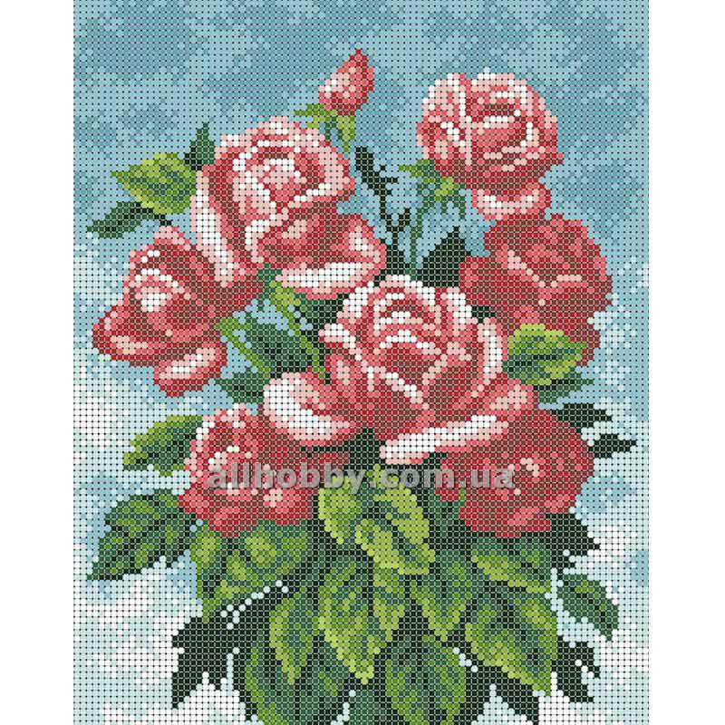 Схема для вишивання бісером Букет червоних троянд Біса4-69 (А4), фото 1