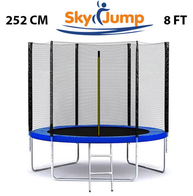Батут SkyJump 252 см до 150 кг с сеткой и лестницей спортивный игровой А0882-2 - фото 1 - id-p549340889