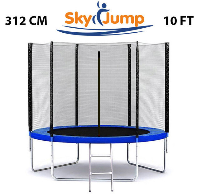 Батут SkyJump 312 см із захисною сіткою і сходами спортивний ігровий