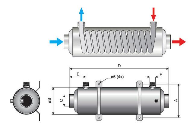 габаритные размеры теплообменника для бассейна Pahlen Hi–Flow HF 13