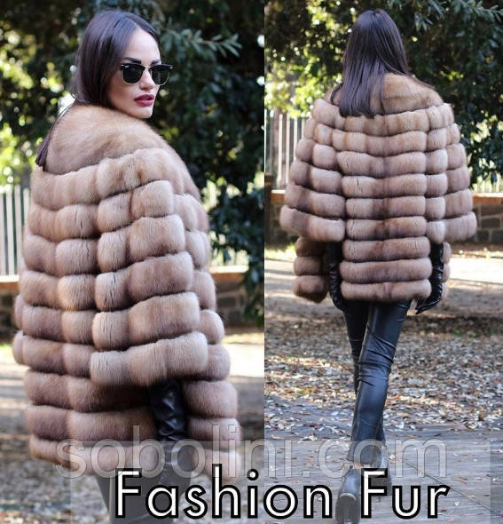 Шикарна шуба з хутра соболя, рукав 3/4, довжина 85 см, фото 1