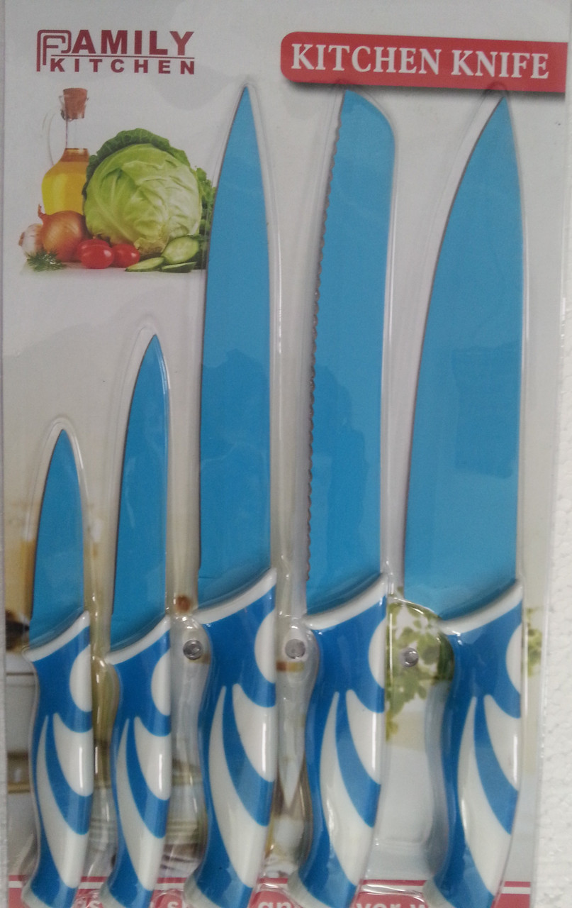 Набір різнобарвних ножів Family Kitchen 5 pcs.
