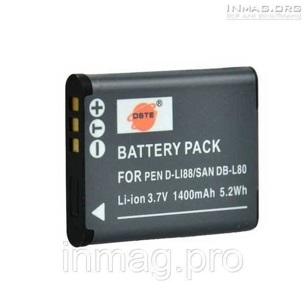 Акумулятор для фотоапарата Sanyo DB-L80, 1400 mAh.