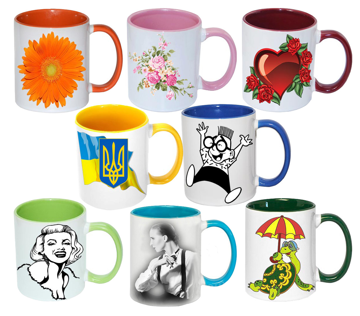 Чашка с Вашим дизайном MUG2T-I, цветная внутри и ручка