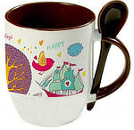 Чашка з Вашим дизайном, кольорова всередині, ручка і ложка, фото 4