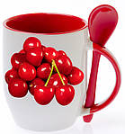 Чашка з Вашим дизайном, кольорова всередині, ручка і ложка, фото 8