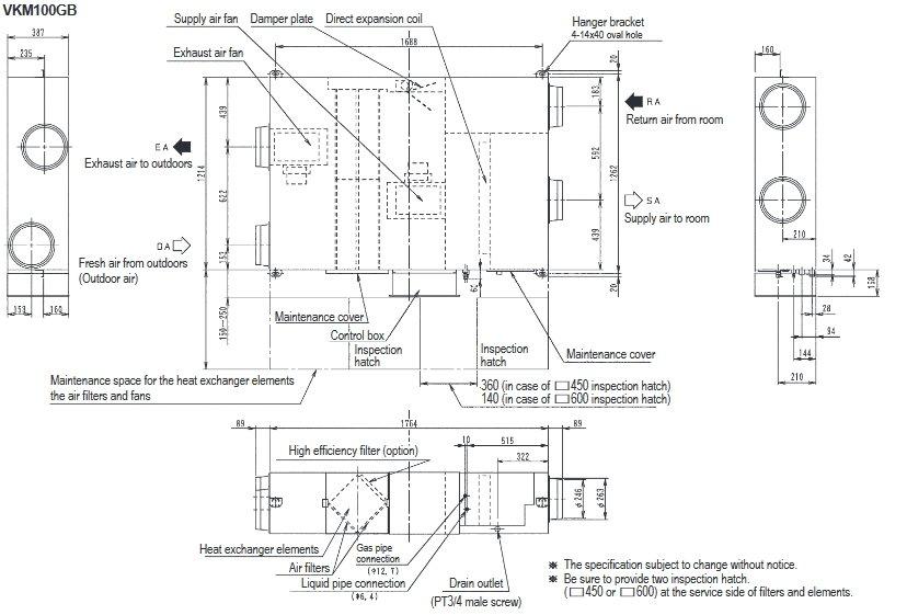 Приточно-вытяжная установка Daikin VKM100G - фото 5 - id-p549549773