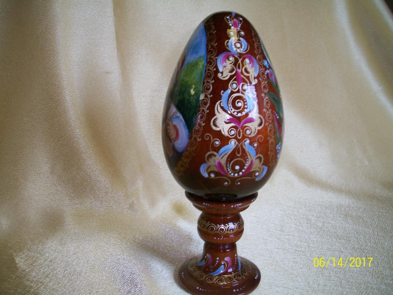 Сувенир Яйцо деревянное среднее на подставке - фото 2 - id-p549605576