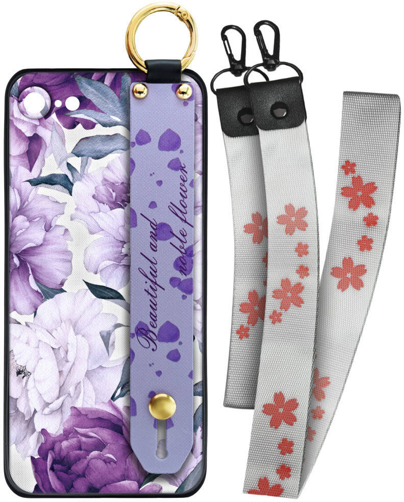 

Чехол SHLab iPhone 7 / 8 Beautiful Flower + два ремешка с карабином (Айфон 7), Черный