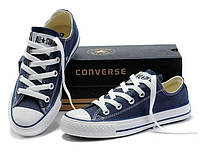 Кеди в стилі Converse ALL STAR (конверси) Сині низькі в коробці