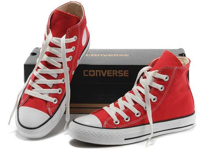 Кеды в стиле Converse ALL STAR (конверсы) Красные высокие в коробке ...