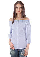 Блуза жіноча літня блакитна з оголеними плечами