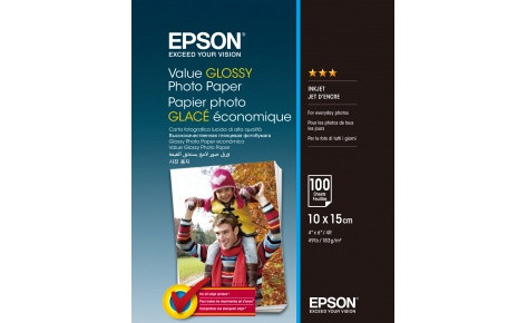Бумага Epson 100mmx150mm Value Glossy Photo Paper 100 л. - фото 1 - id-p549694059