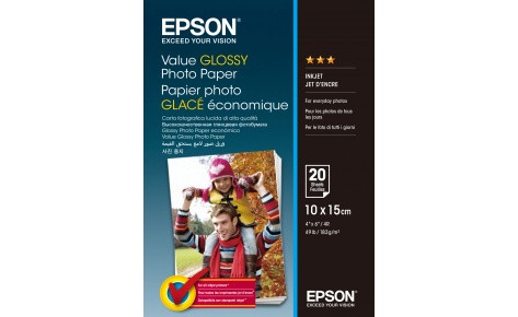 Бумага Epson 100mmx150mm Value Glossy Photo Paper 20 л.