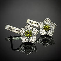 Срібні сережки Квіти з фіанітами, 42 каменю, фото 2