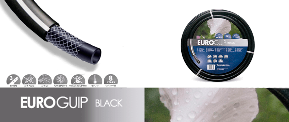 Шланг Euro GUIP BLACK 3/4" 50 м поливочный садовый трехслойный термоустойчивый Италия - фото 2 - id-p549792987