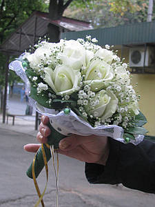 Весільний букет Біла троянда