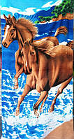 Пляжное полотенце велюр-махра 70х140 см Лошади
