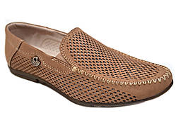 Літні мокасини чоловічі "Maxus". Коричневі. Нубук. Перфорація (41р)