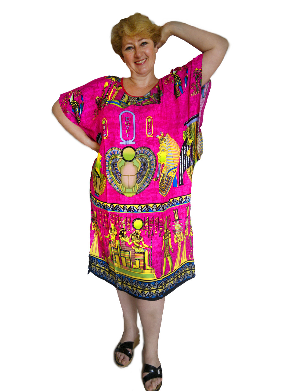Туника платье пляжная летняя штапель Египет размер 48-54 малина - фото 1 - id-p35942433